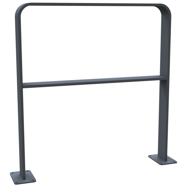 Lean-on hoop made of flat bar steel | bent, 80 x 12 mm | in curved design | with cross bar | total width: 750 mm | hot-dip galvanized and coated DB 703